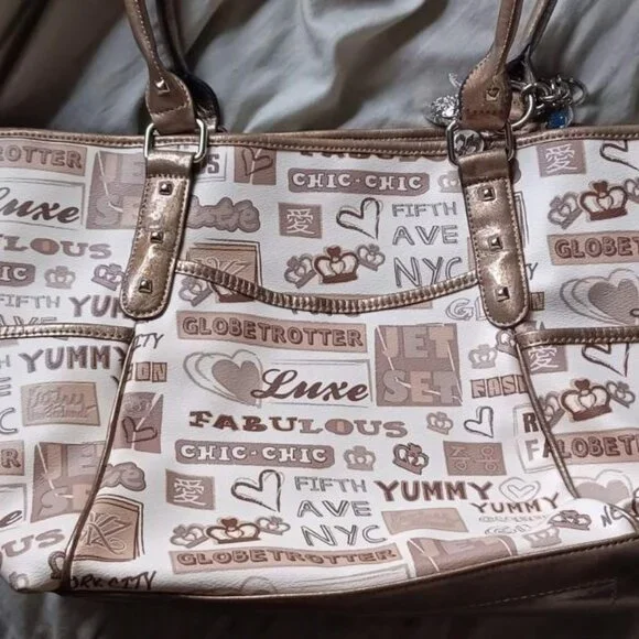 Kathy Van Zeeland Word Up Tote Shoulder Bag & Wallet - Picture 1 of 16